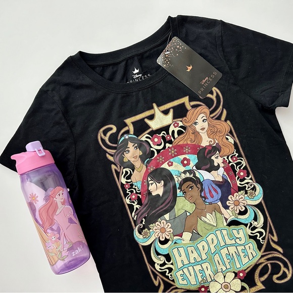 NWT Disney Princess Shirt + Water Bottle Lot - Picture 1 of 8